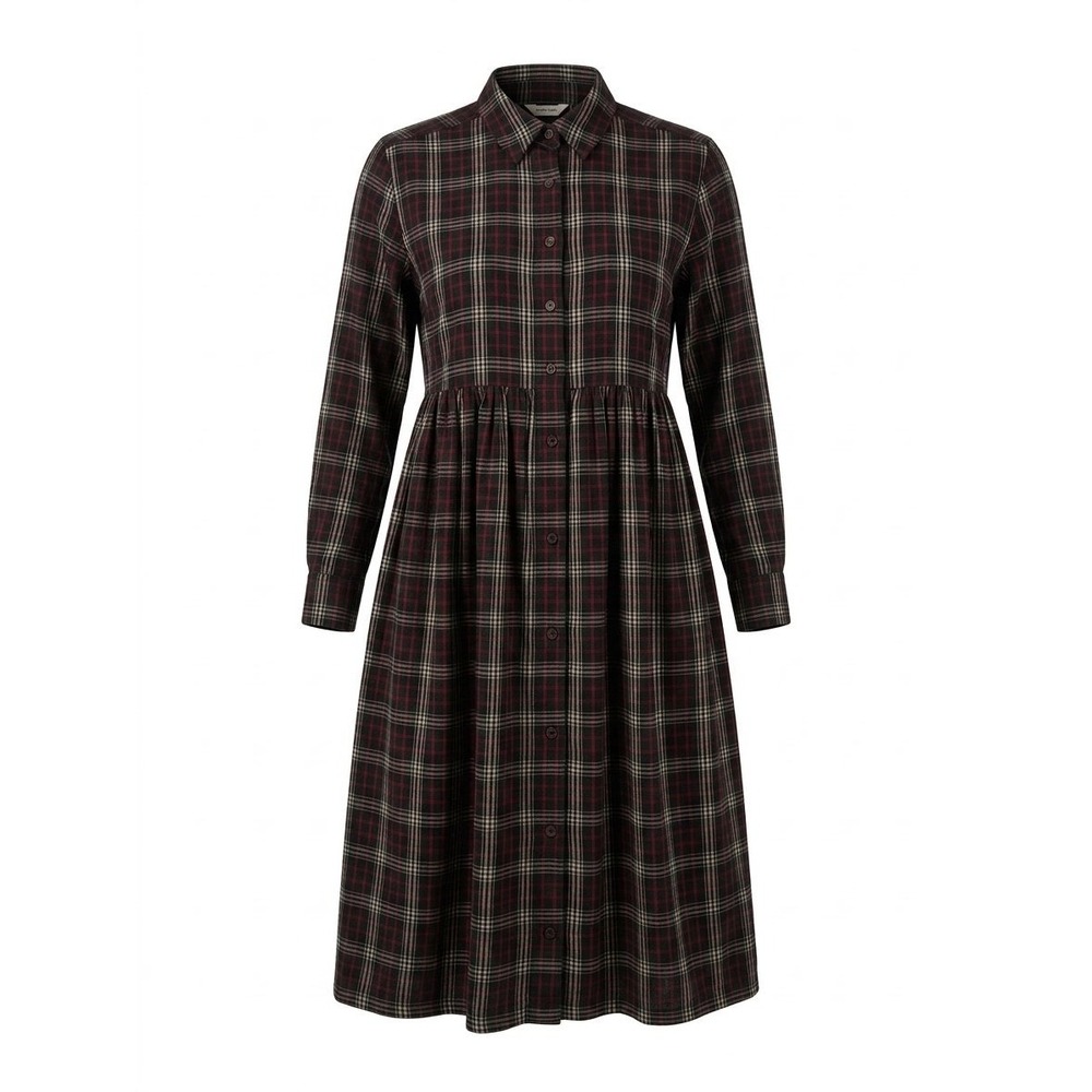 Eddie Bauer Flannel Dress Women Medium Petite Blue Red Plaid Good Vintage Cotton
